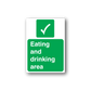 Eating and drinking area sticker, green with check mark