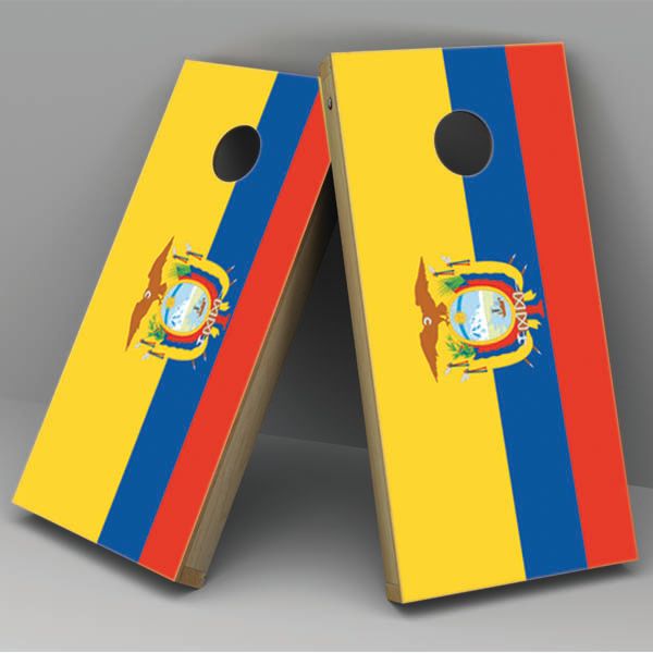 Ecuador Flag Cornhole Board Vinyl Decal Wrap