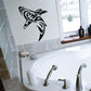 Tribal shark wall decal, black tribal-style silhouette with curved fins