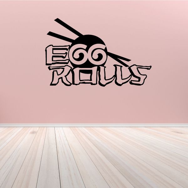 Egg rolls wall decal vinyl lettering, black and white stylized logo