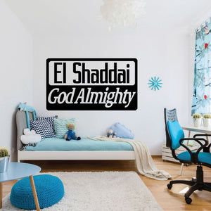 El Shaddai God Almighty wall decal: black rectangle, white lettering