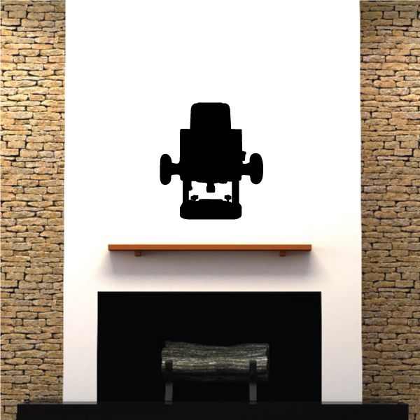 Electric router decal with black router-shaped icon silhouette