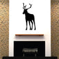 Standing black reindeer silhouette decal with raised antlers
