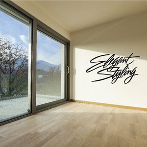 Elegant Styling wall decal in black script lettering