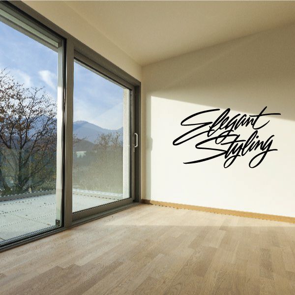 Elegant Styling wall decal in black script lettering