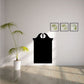 Black tombstone wall decal with heart-shaped cutouts and rounded top