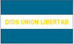 El Salvador flag sticker with blue bands and yellow text “DIOS UNION LIBERTAD”