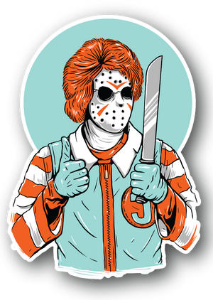 Jason Clown Killer Vinyl Sticker, isolated printed sticker artwork