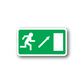 Emergency exit door sticker with green background, white border, running person icon and blank panel