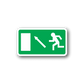 Green emergency door upstairs sticker with arrow and exit door pictogram