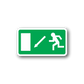Emergency exit down sticker with green sign, white border, and down exit arrow