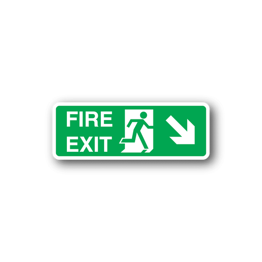 Image of Emergency Fire Exit Down Right Sticker