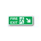 Fire exit down-right safety sticker, green rectangle with white FIRE EXIT and arrow icon