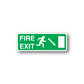 Green fire exit down sticker with FIRE EXIT text and down arrow
