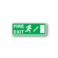 Green fire exit sticker with FIRE EXIT text and right arrow direction