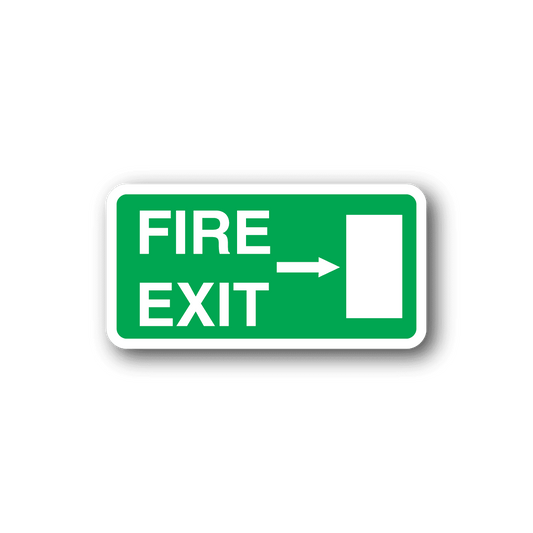 Image of Emergency Fire Exit TO the Right Sticker