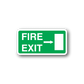 Green FIRE EXIT emergency exit sticker with right arrow, white border and lettering