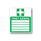Green first aiders sticker with white cross and bold FIRST AIDERS text
