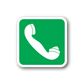 Emergency phone sticker, green square with white handset icon