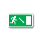 Emergency exit safety sticker with down arrow and door icon