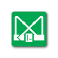 Emergency stairs up sticker with green background and white safety pictogram