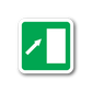 Emergency up sticker, green square with white border, upward arrow icon