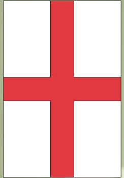 England flag sticker: white rectangle with red cross