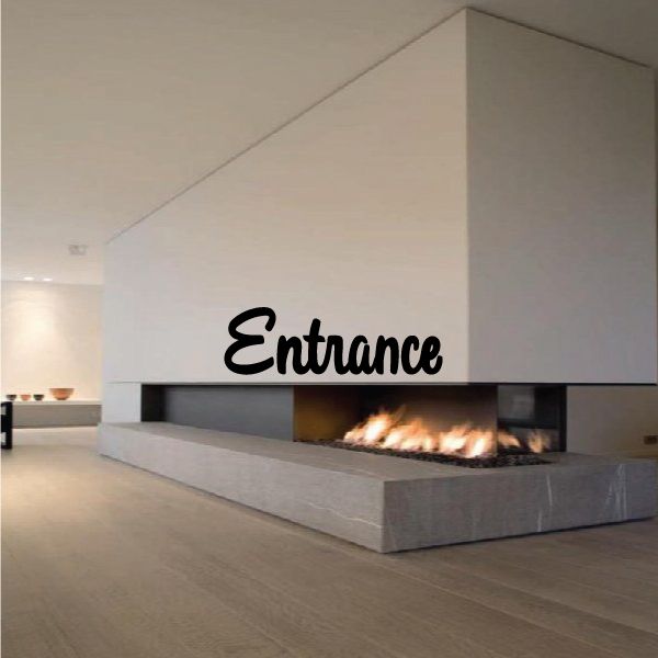 Entrance wall decal, black cursive lettering