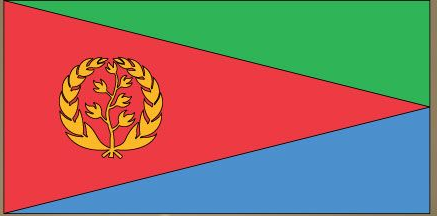Eritrea flag sticker with yellow laurel emblem on red, green, and blue triangles