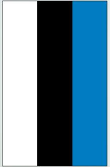 Estonia flag sticker with vertical white, black, and blue stripes