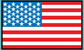 United States flag sticker, rectangular with blue star field and red-and-white stripes