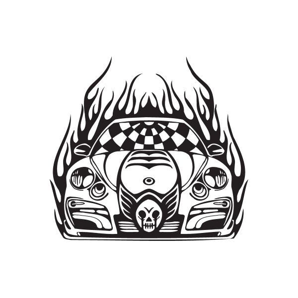 Image of Evil Car Front End Flames Decal