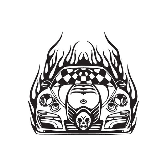 Image of Evil Car Front End Flames Decal