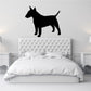 Black bull terrier decal silhouette with raised head and tail