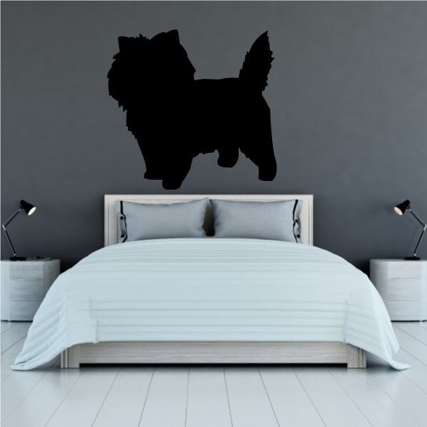 Black excited Cairn Terrier vinyl wall decal silhouette