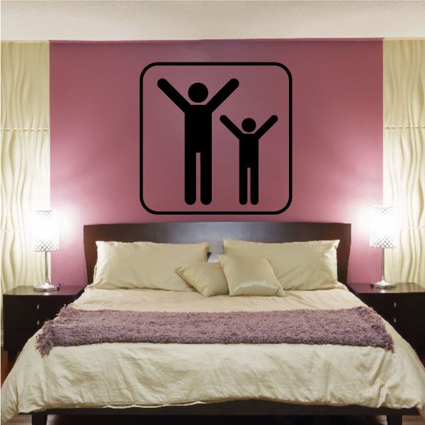 Exercise sign decal with two black running silhouettes in a rounded square