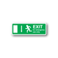 Green emergency exit sticker with white EXIT and 'for emergency use only' text