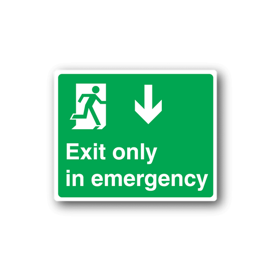 Image of Exit Only In Emergency Sticker