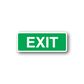 Green Exit sticker with white border and bold EXIT lettering
