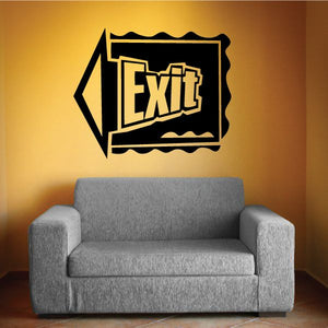 Exit sign wall decal with black arrow and word EXIT