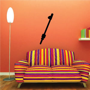 Black air chuck wall decal with extended handle shape.