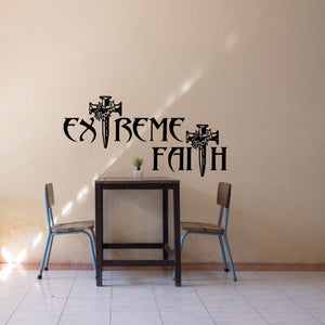 Extreme Faith wall decal with stylized EXTREME FAITH text and cross symbol