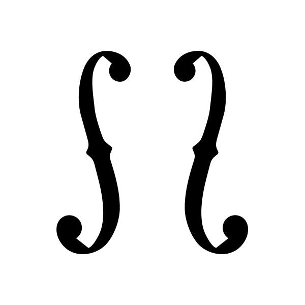 Black decorative hook-shaped decal pair with curved ends