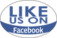 Blue Like Us on Facebook sticker with "LIKE US ON" and "Facebook" text