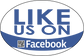 Blue Like Us on Facebook sticker with QR code and banner text