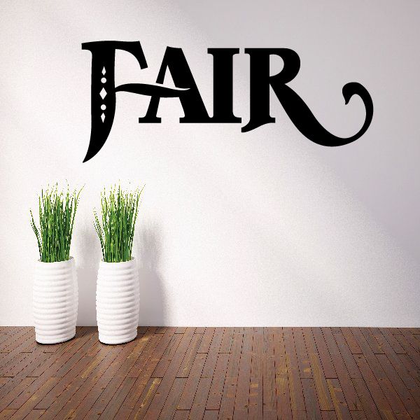 Black FAIR wall decal vinyl lettering with decorative flourishes