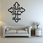 Black cross wall decal with script words Faith, Hope, Love