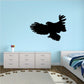 Falcon hovering decal, black bird silhouette with wings spread