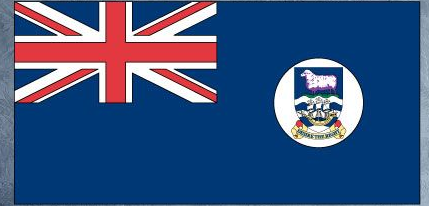 Falkland Islands flag sticker, blue rectangle with Union Jack and crest circle