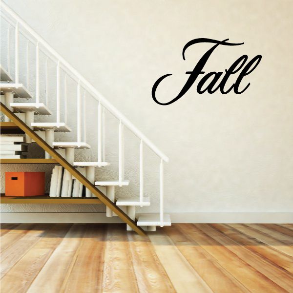 Fall vinyl wall decal, black cursive lettering